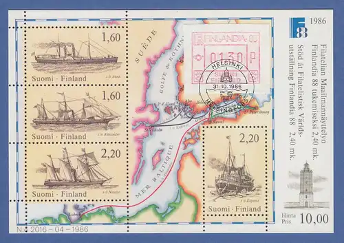 Finnland FRAMA-Sonder-ATM FINLANDIA`88 von VS mit ET-Sonder-O auf Maximumkarte 