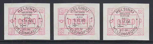 Finnland Sonder-ATM FINLANDIA`88 aus OA Mi.-Nr. 2.2 Satz 130-160-220 mit SonderO