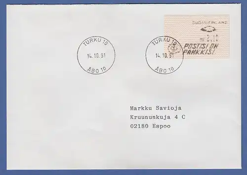 Finnland Dassault-ATM 1.Ausgabe Turku Mi.-Nr 10.2 Wert 2,10 ohne Zudruck auf FDC