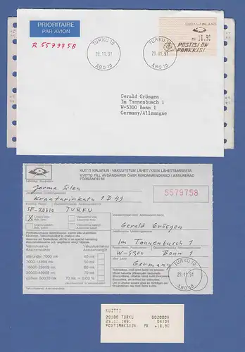 Finnland Dassault-ATM 1.Ausgabe Turku Mi.-Nr. 10.2 Wertstufe 18,90 auf R-Brief