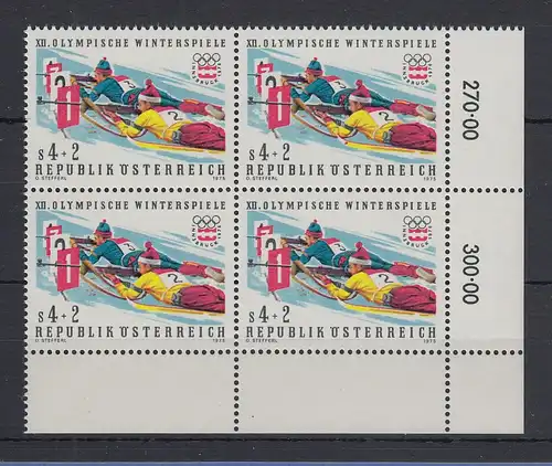 Österreich Olymp. Winterspiele Innsbruck 1976 Mi.-Nr. 1502 Eckrand-VB mit PLF I