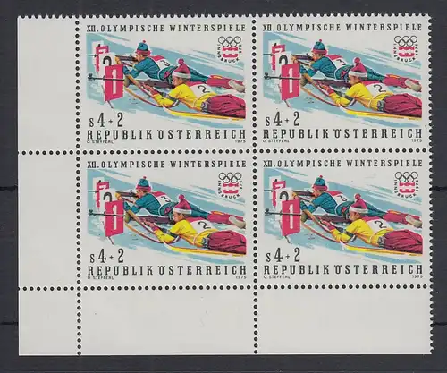 Österreich Olymp. Winterspiele Innsbruck 1976 Mi.-Nr. 1502 Eckrand-VB mit PLF II