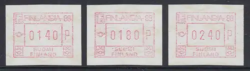 Finnland FRAMA-Sonder-ATM FINLANDIA`88 ,  Mi.-Nr. 4.1 Satz 140-180-240 **