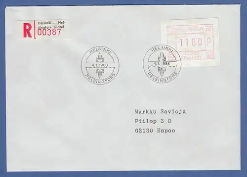 Finnland FRAMA-Sonder-ATM FINLANDIA`88 Mi.-Nr. 4.1 Wert 1180 auf Inlands-R-FDC