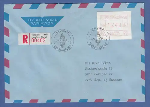 Finnland FRAMA-Sonder-ATM FINLANDIA`88 Mi.-Nr. 4.1 Wert 1240 auf Auslands-R-FDC