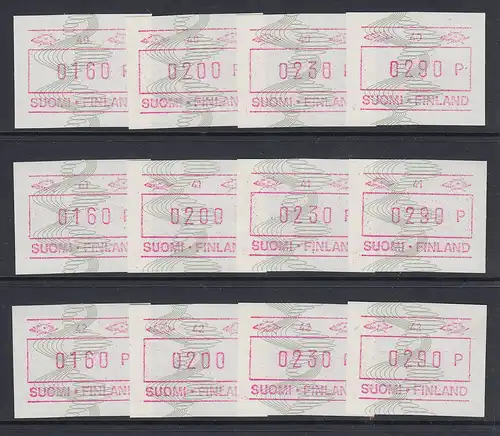 Finnland 1993 ATM Mi.-Nr. 14.2 je 1 Satz 160-200-230-290 der Aut-# 40, 41, 42 **