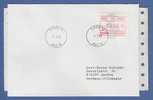 Finnland 1993 FRAMA-ATM Mi-Nr. 14.2 Aut.-# 005 Wert 1890 auf R-FDC nach D 