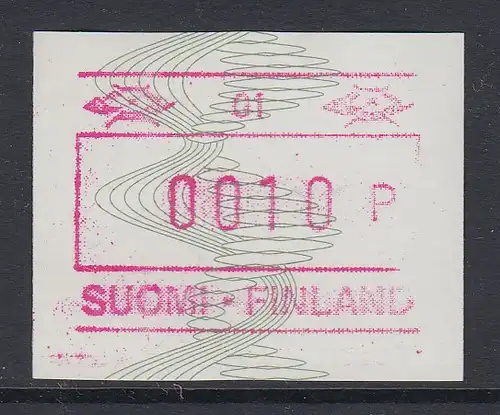 Finnland 1993 ATM Mi-Nr 14.2 Aut.-# 001 Druckausfall rechts Wert 0010 **