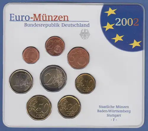 Bundesrepublik EURO-Kursmünzensatz 2002 F Normalausführung stempelglanz