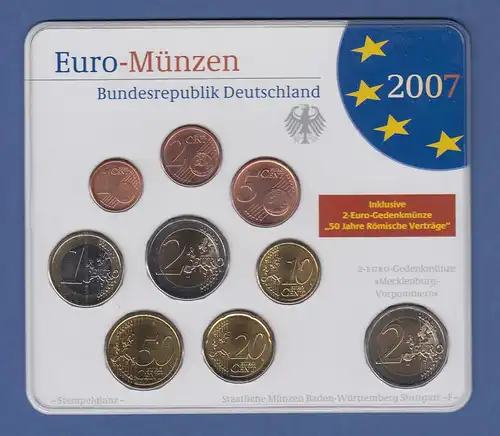 Bundesrepublik EURO-Kursmünzensatz 2007 F Normalausführung stempelglanz