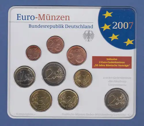 Bundesrepublik EURO-Kursmünzensatz 2007 G Normalausführung stempelglanz