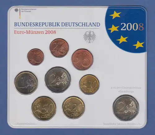 Bundesrepublik EURO-Kursmünzensatz 2008 A Normalausführung stempelglanz