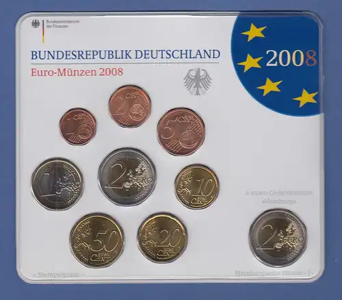 Bundesrepublik EURO-Kursmünzensatz 2008 J Normalausführung stempelglanz