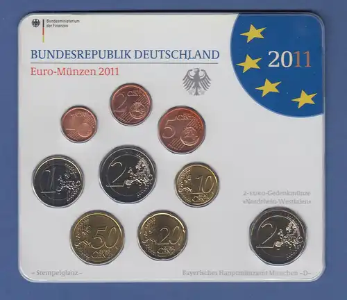 Bundesrepublik EURO-Kursmünzensatz 2011 D Normalausführung stempelglanz