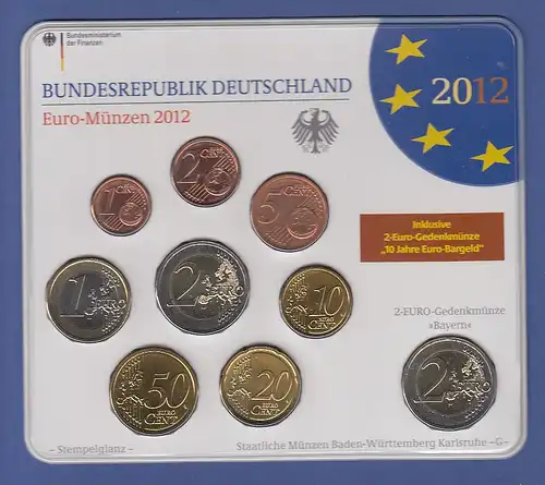 Bundesrepublik EURO-Kursmünzensatz 2012 G Normalausführung stempelglanz