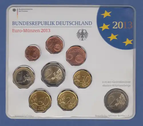 Bundesrepublik EURO-Kursmünzensatz 2013 A Normalausführung stempelglanz