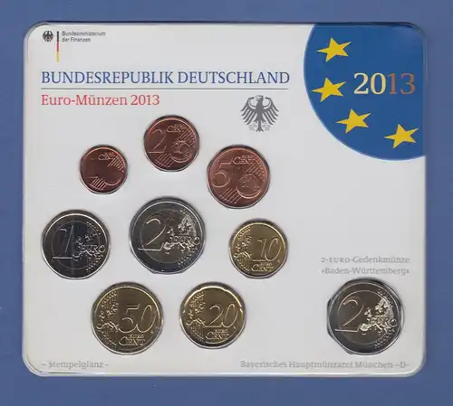 Bundesrepublik EURO-Kursmünzensatz 2013 D Normalausführung stempelglanz