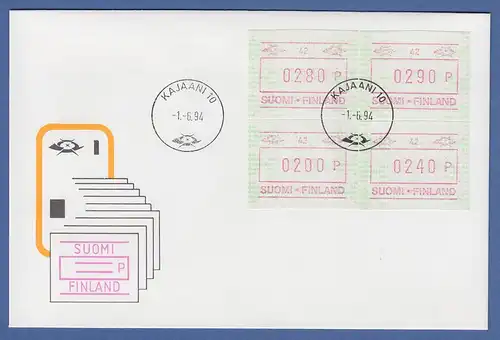 Finnland FRAMA-ATM Mi.-Nr. 23.2  Aut.-# 42 Satz 200-240-280-290 auf offiz. FDC
