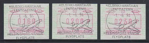 Finnland FRAMA-ATM Mi.-Nr. 23.1  Aut.-# 02 Satz 160-200-230 mit ET-O