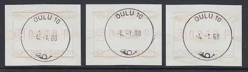 Finnland 1988 FRAMA-ATM Mi.-Nr. 3.1 SCHMALE ZIFFERN (Oulu) Satz 140-180-240 ETO 