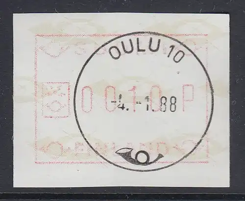 Finnland 1988 FRAMA-ATM Mi.-Nr. 3.1 SCHMALE ZIFFERN (Oulu) Wert 0010 mit ET-O 