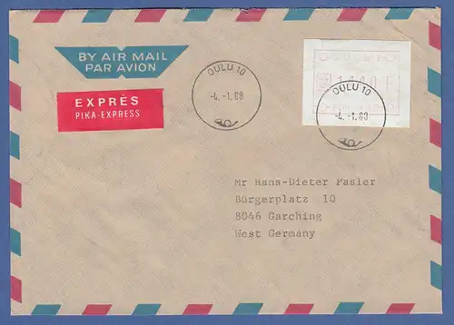 Finnland 1988 FRAMA-ATM Mi.-Nr. 3.1 SCHMALE ZIFFERN (Oulu) Wert 1440 Eil-FDC 