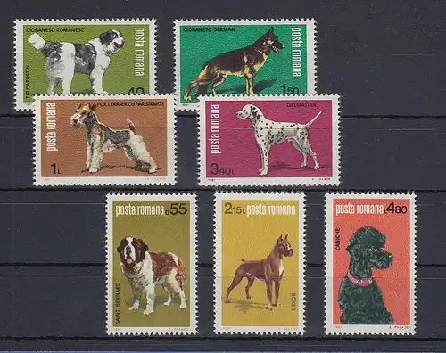 Rumänien 1981 Hunde Mi.-Nr. 3762-3768 Satz 7 Werte ** 