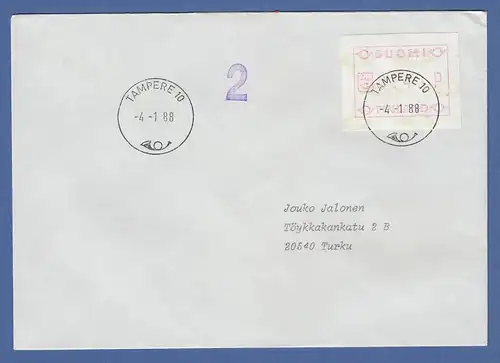 Finnland 1988 FRAMA-ATM Mi.-Nr. 3.2 c Wert 0140 aus OA TAMPERE auf FDC 