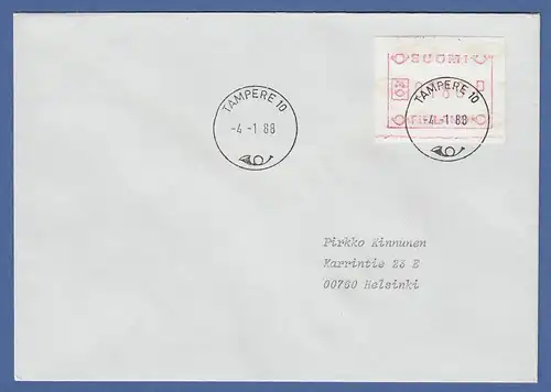 Finnland 1988 FRAMA-ATM Mi.-Nr. 3.2 c Wert 0180 aus OA TAMPERE a. FDC 