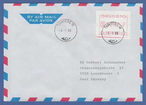 Finnland 1988 FRAMA-ATM Mi.-Nr. 3.2 c Wert 0240 oh. Oberl. aus OA TAMPERE a. FDC