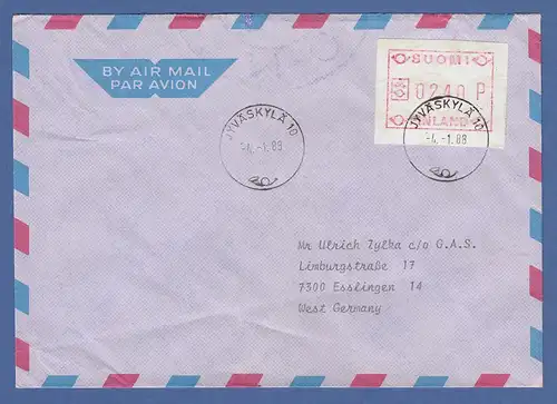 Finnland 1988 FRAMA-ATM Mi.-Nr. 3.2 c Wert 0240 aus OA JYVÄSKYLA auf FDC nach D