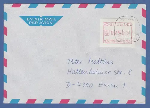 Finnland 1988 FRAMA-ATM Mi.-Nr. 5.2 xc Wert 0250 auf Brief nach Deutschland