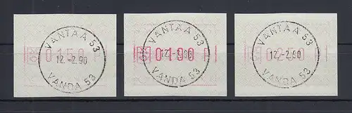 Finnland 1989 FRAMA-ATM Mi.-Nr. 5.1 xc Tastensatz 150-190-250 mit Voll-O VANTAA