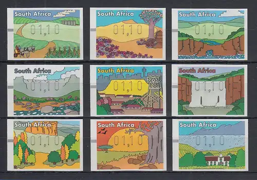 Südafrika FRAMA-ATM Landschaften Mi.-Nr. 14-22 je Wert 110 ** 