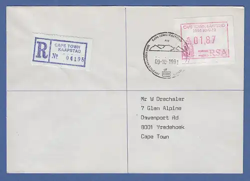 Südafrika Sonder-ATM KAAPSTAD aus OA Mi.-Nr. 10.2 Wert 01,87 auf R-Brief
