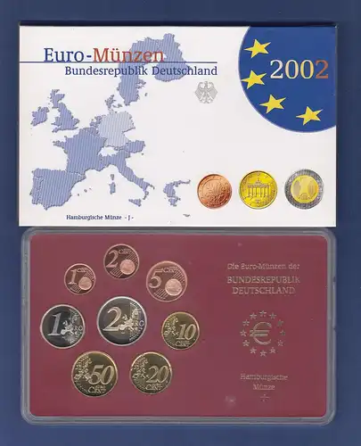 Bundesrepublik EURO-Kursmünzensatz 2002 J Spiegelglanz-Ausführung PP