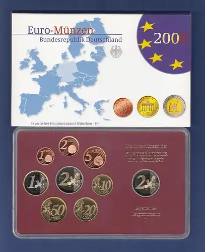 Bundesrepublik EURO-Kursmünzensatz 2006 D Spiegelglanz-Ausführung PP