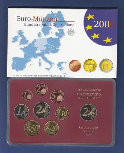 Bundesrepublik EURO-Kursmünzensatz 2006 G Spiegelglanz-Ausführung PP