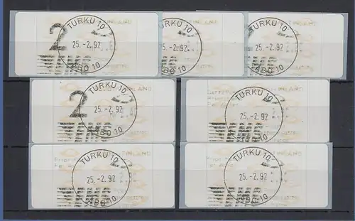 Finnland 1992 Dassault-ATM 2.Ausgabe Turku / EMS Mi.-Nr. 12.2 Tastenserie 7W. O