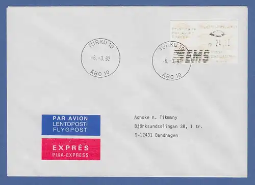 Finnland 1992 Dassault-ATM 2.Ausgabe Turku EMS Mi.-Nr. 12.2  Z7 auf Expr.-Brief