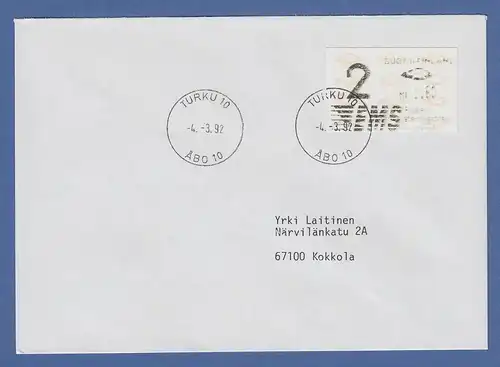 Finnland 1992 Dassault-ATM 2.Ausgabe Turku EMS Mi.-Nr. 12.2  Z2 auf Brief 4.3.92