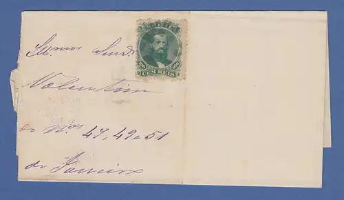 Brasilien Brieffragment mit Dom Pedro 100R gez, stummer Punkt-Stempel, 1875