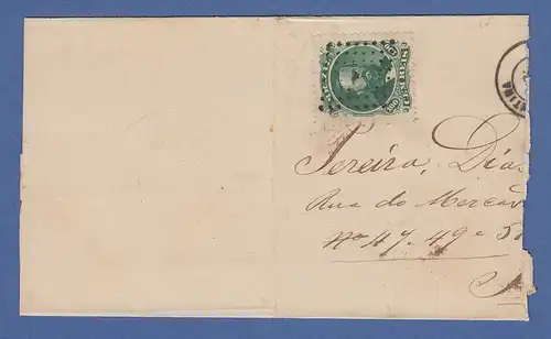 Brasilien Brieffragment mit Dom Pedro 100R gez, stummer Rauten-Stempel aus 1871