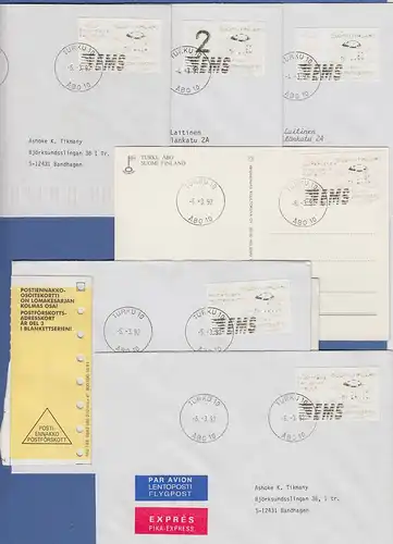 Finnland 1992 Dassault-ATM 2.Ausgabe Turku EMS Mi.-Nr. 12.2 Zudrucksatz 6 Briefe
