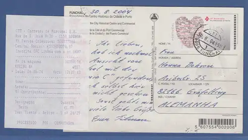 Portugal 2004 ATM Jahr der Familie Herz Typ AZUL SMD Wert 1,75 auf Postkarte 