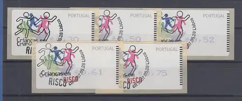 Portugal 2007 ATM Kinder in Gefahr Mi.-Nr. 58.2 Z1 Satz 5 Werte mit ET-O