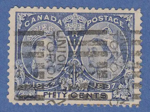 Kanada 1897 Thronjubiläum Victoria, 50Cent-Wert blau, Mi.-Nr. 48 gebraucht