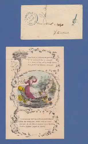 Großbritannien 1856 hübscher Valentins-Prägebrief mit Inhalt, O 1/2, STANSTEAD 