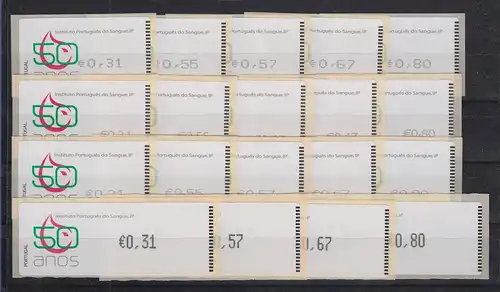 Portugal 2008 ATM Blutbank Mi.-Nr. 64-65 je Satz 5 Werte aus allen 4 Aut.-Typen