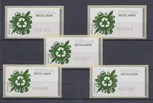 Portugal 2009 ATM Recycling Mi.-Nr. 66.1 Z1 Satz 5 Werte **